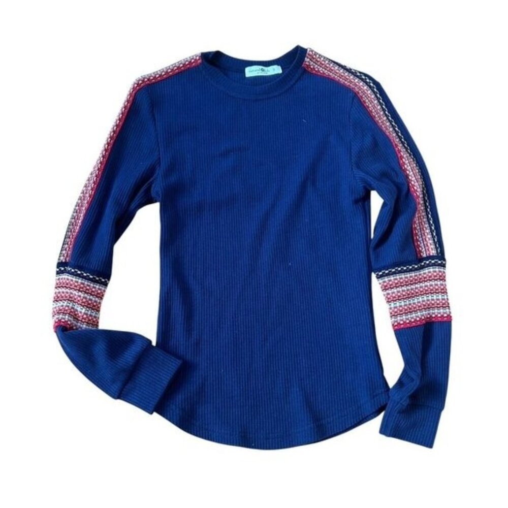 Natural Life Embroidered Thermal Waffle Shirt embroidered Boho Hippie festival